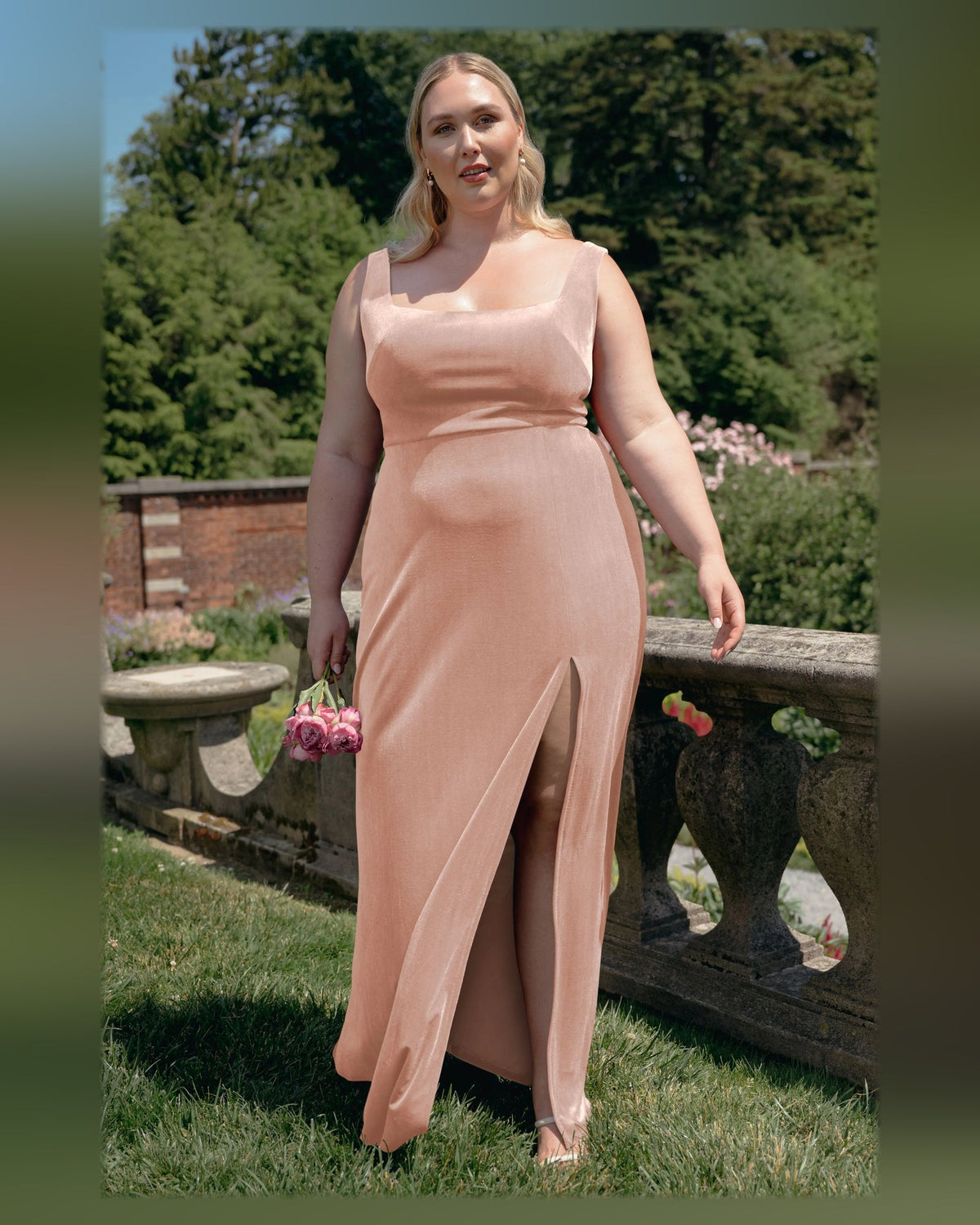 square neck a-line floor-length formal dress - image 3