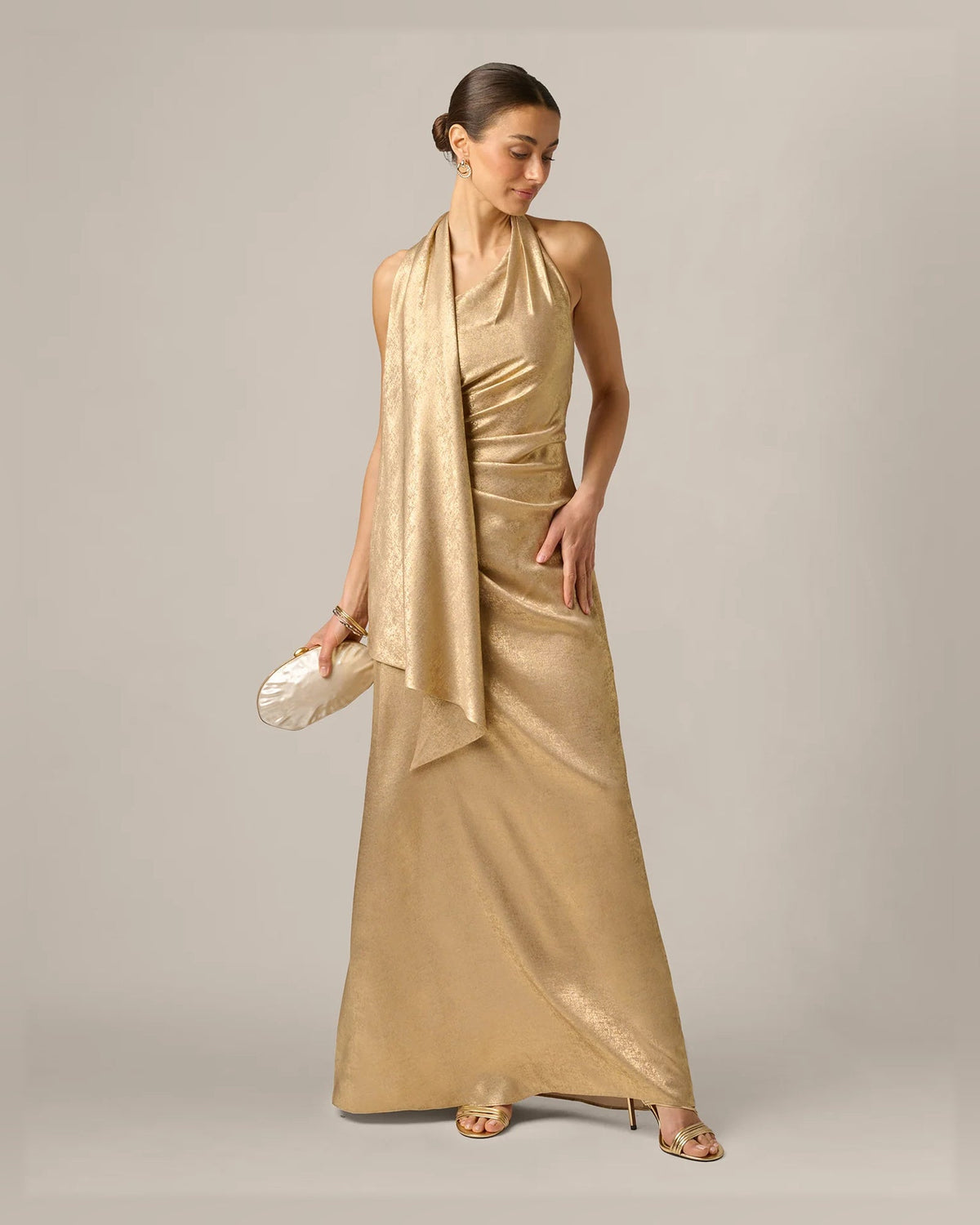 halter neck a-line floor-length formal dress - image 3