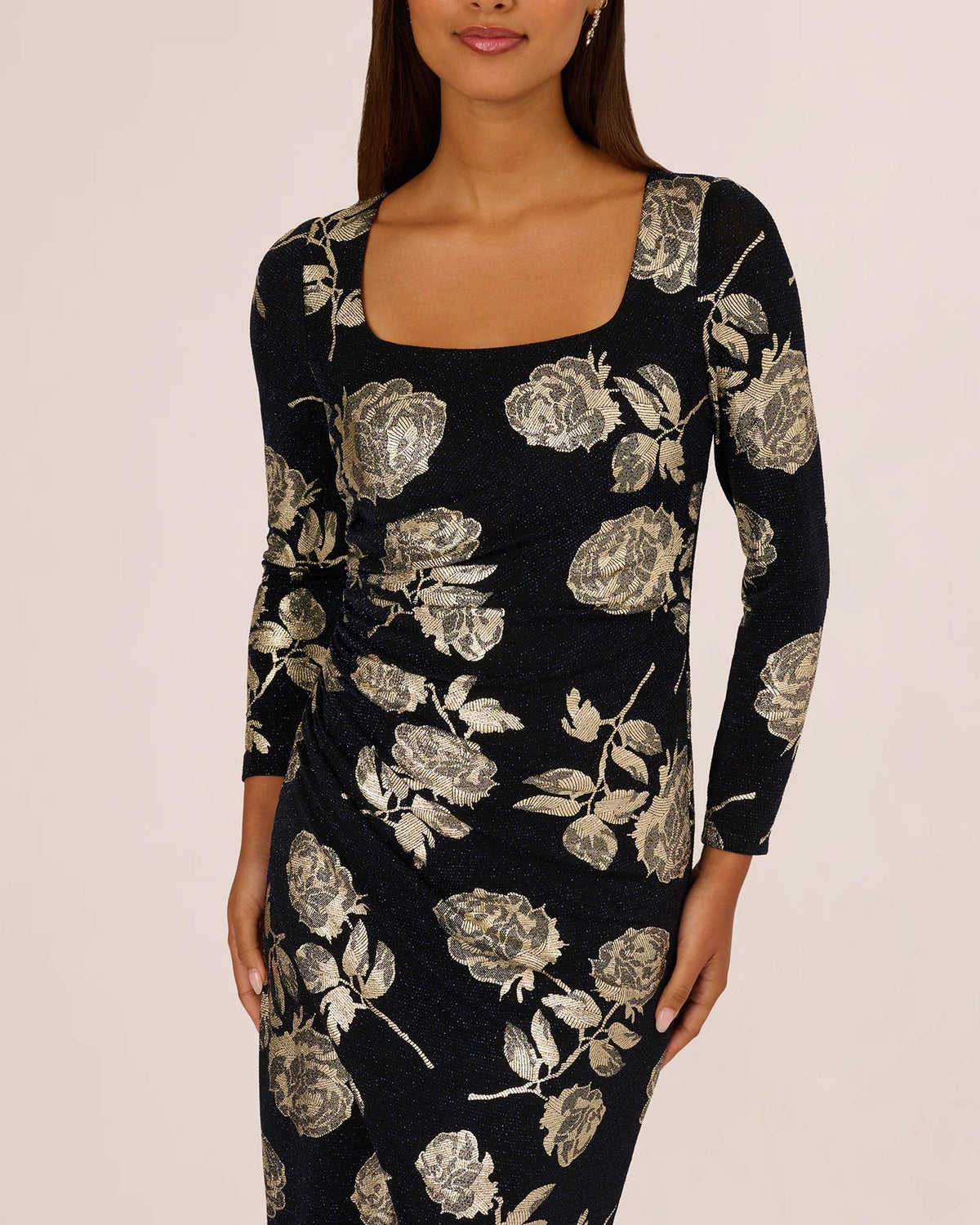 long-sleeve a-line midi mother of the bride dress - image 3