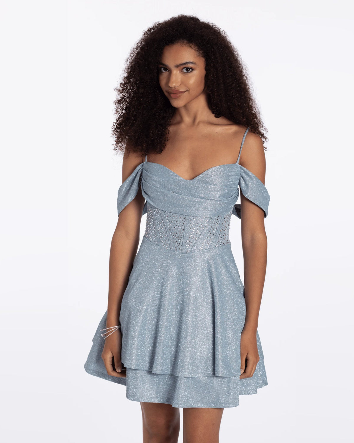 spaghetti strap fit-and-flare maxi homecoming dress - image 3