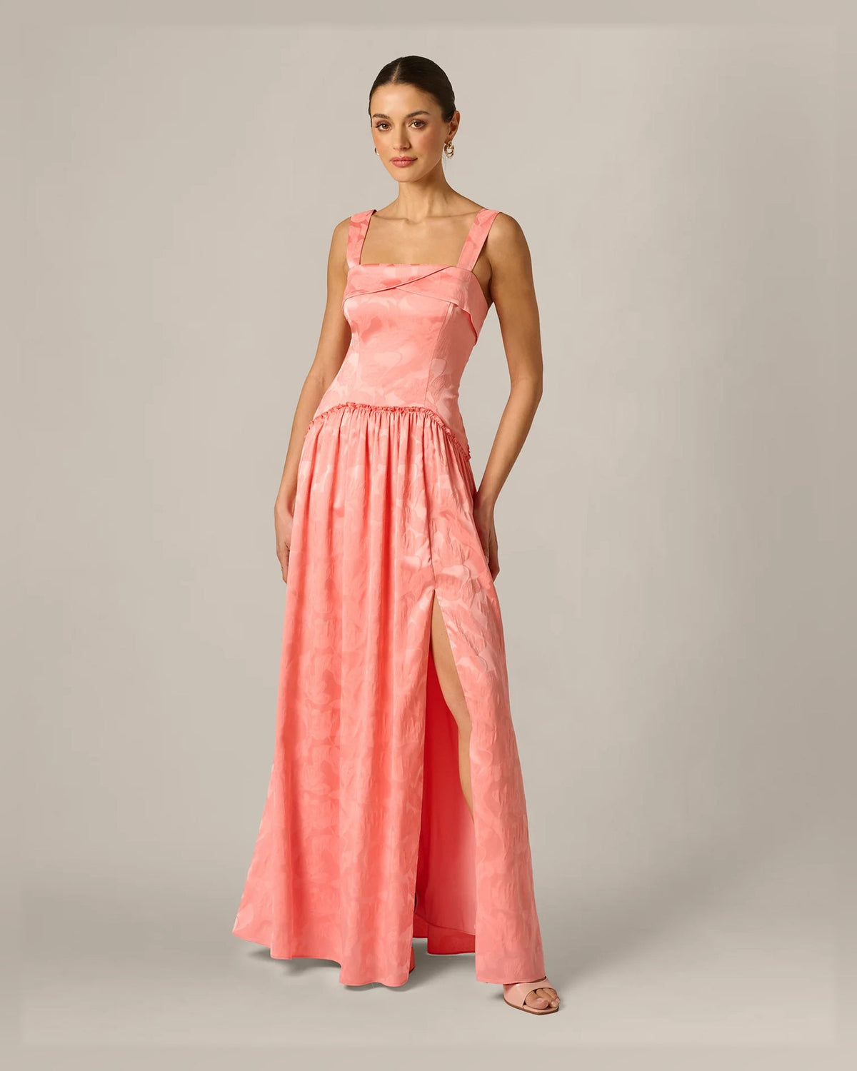 square neck a-line floor-length formal dress - image 3