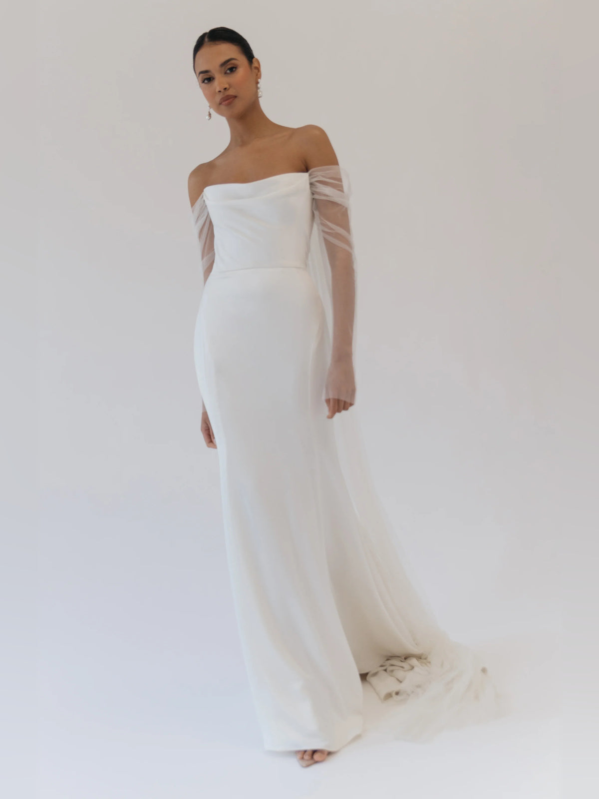 off shoulder fit-and-flare floor-length formal dress - image 3