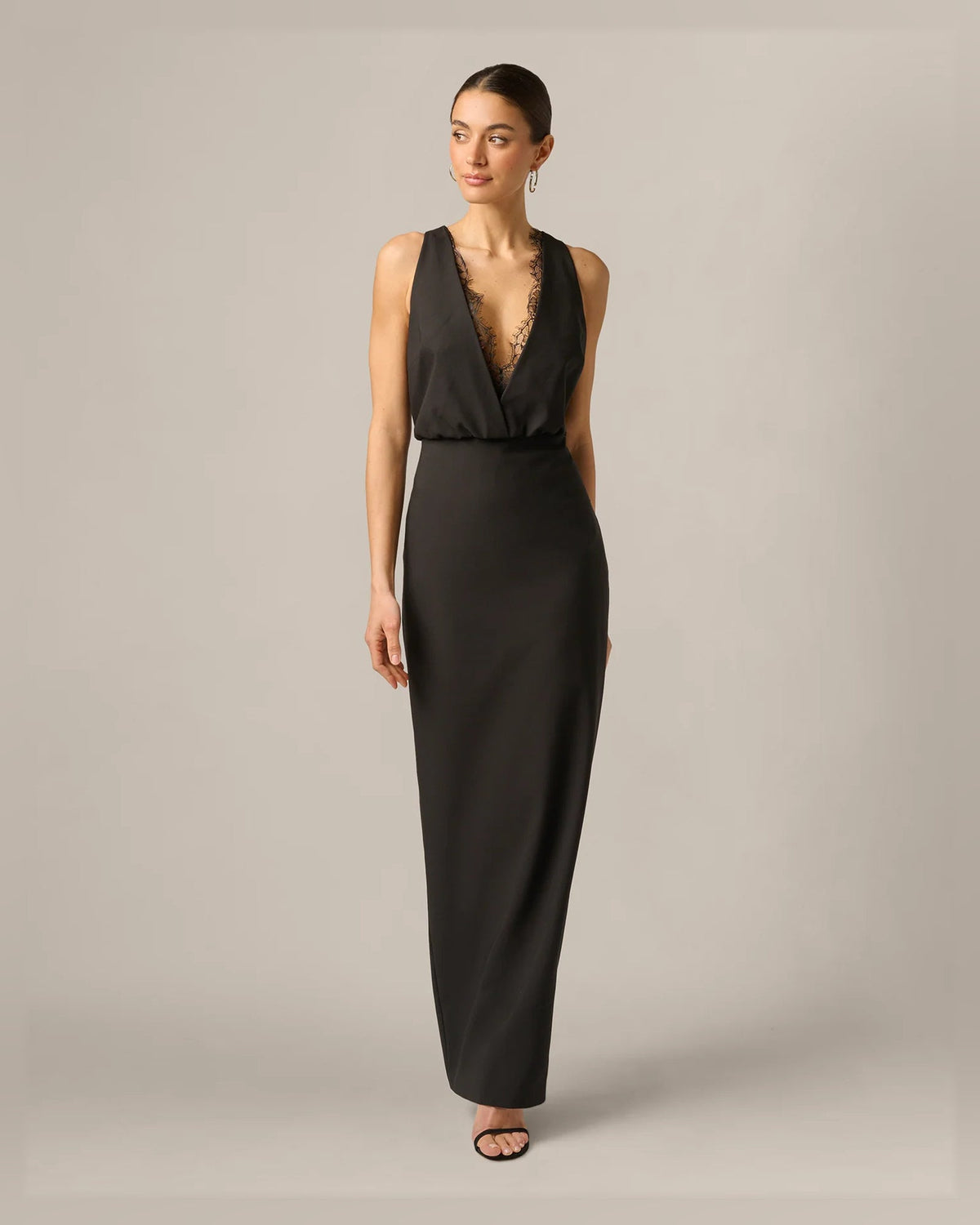 v neck column floor-length formal dress - image 3