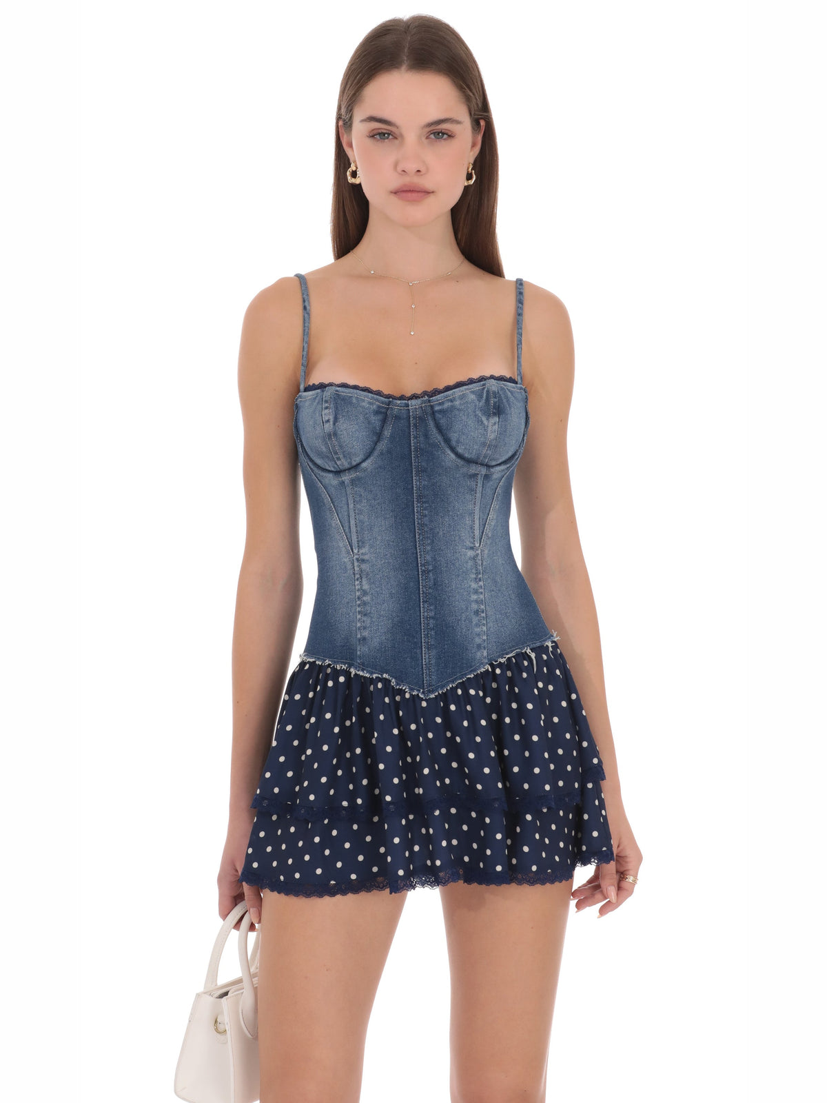Blue homecoming dress with structured woven fabric construction and mini hem