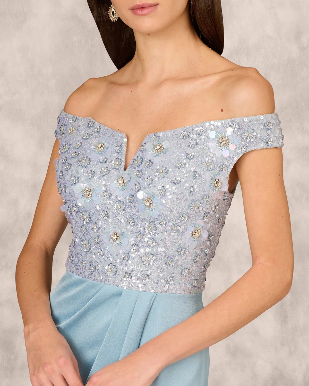 off shoulder column floor-length mother of the bride dress - image 3