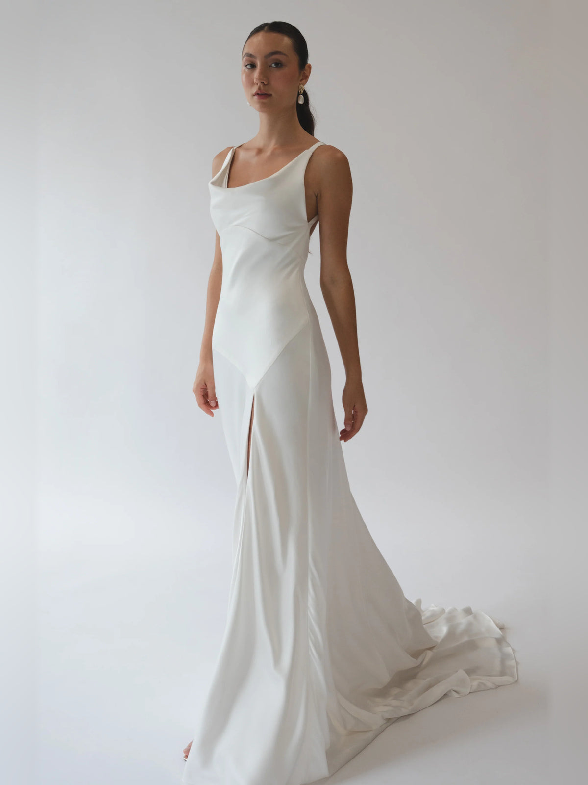 cowl neck sheath floor-length formal dress - image 3