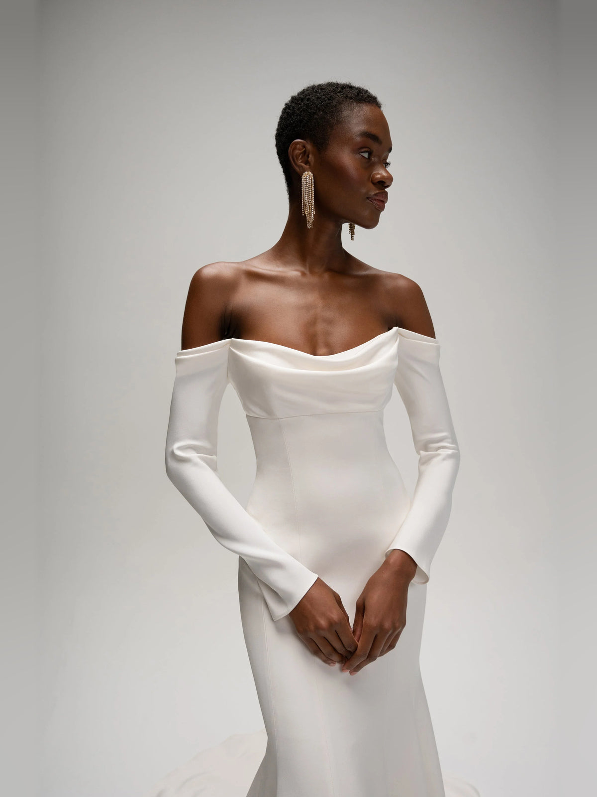 cowl neck fit-and-flare floor-length formal dress - image 3