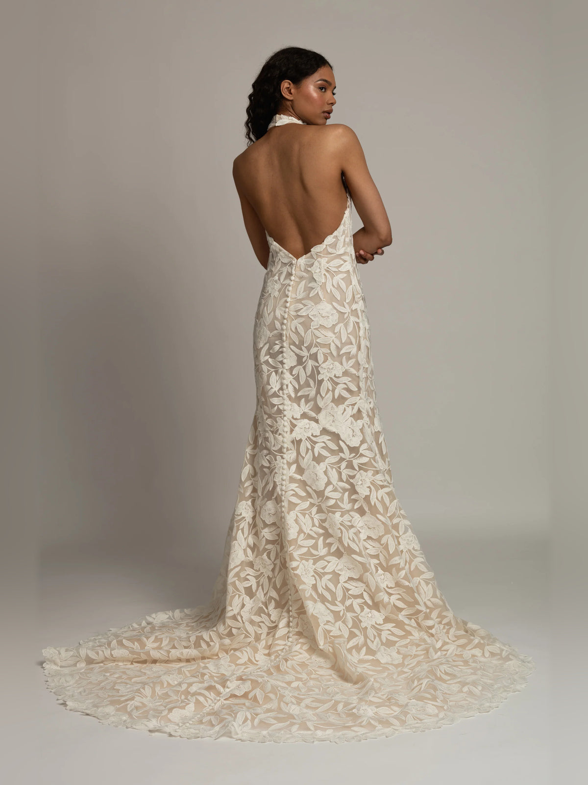 halter neck fit-and-flare floor-length formal dress - image 3