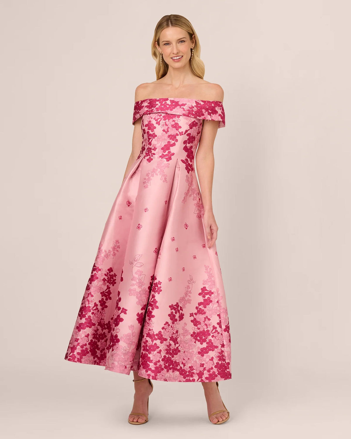 off shoulder fit-and-flare ankle-length mother of the bride dress - image 3