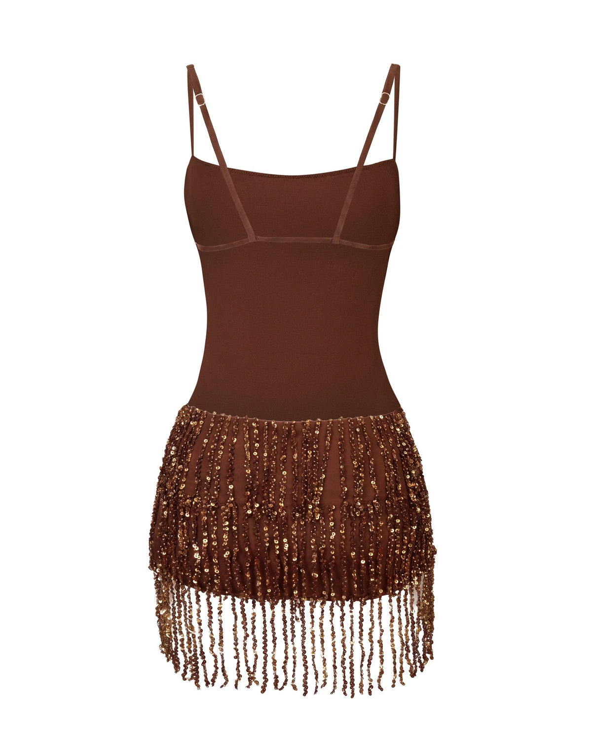 sequin fringe spaghetti strap homecoming dress - image 4