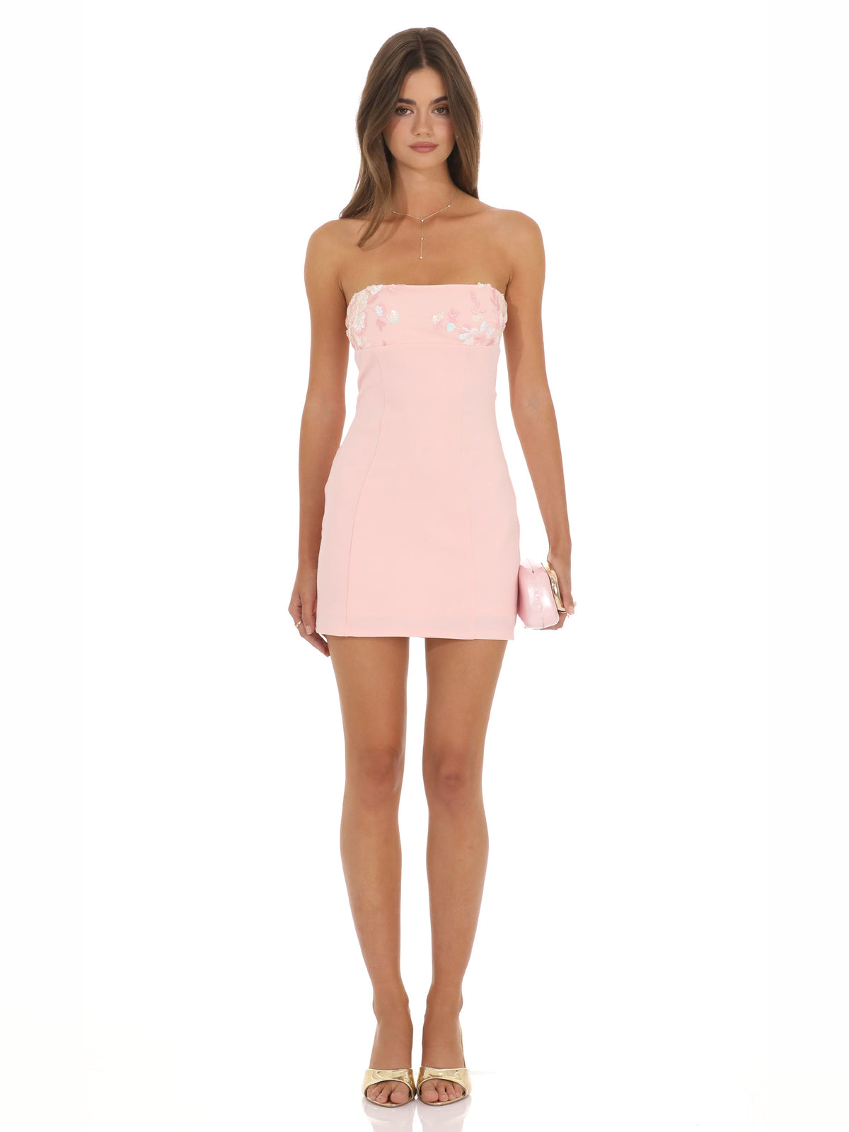 Pink homecoming dress with sequin detailing