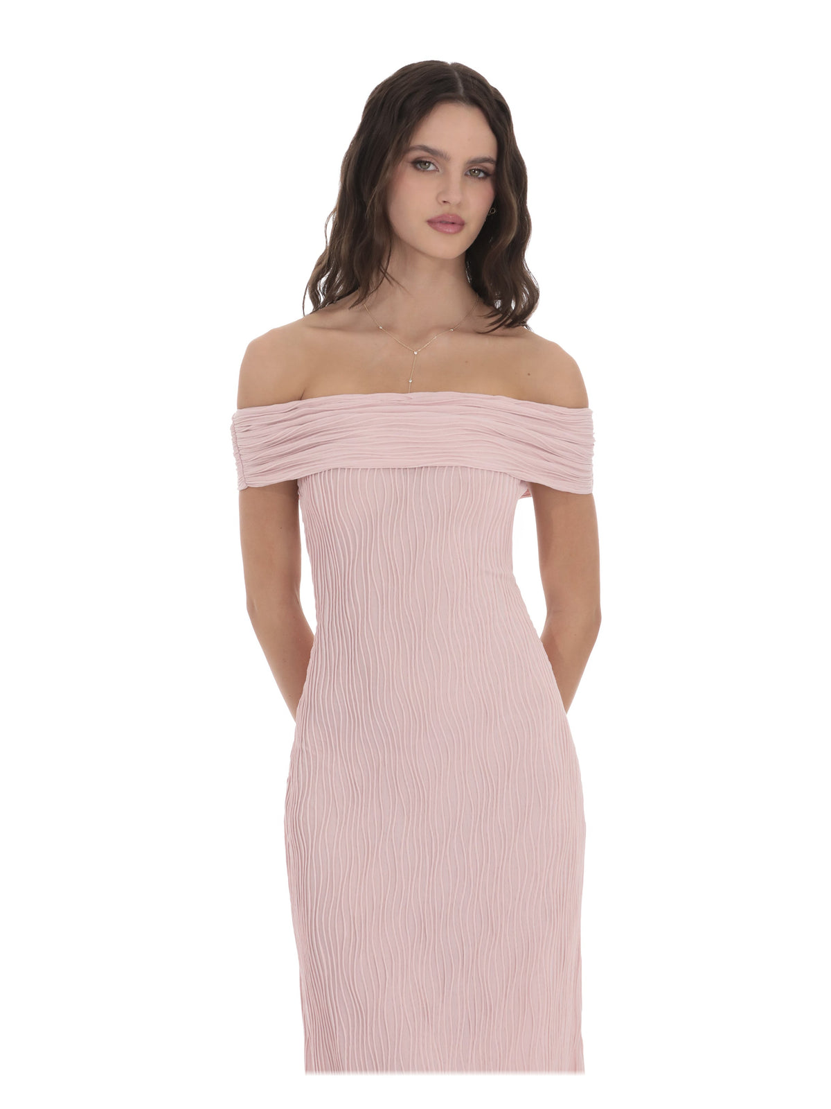Blush Pink bridesmaid dress with a-line detailing