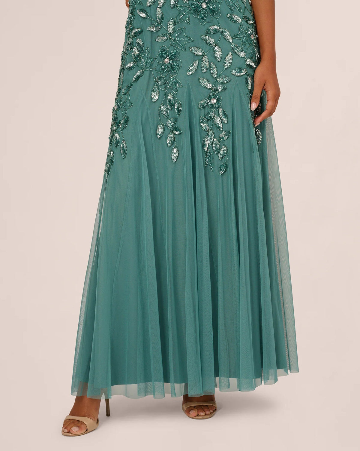short-sleeve a-line maxi mother of the bride dress - image 4