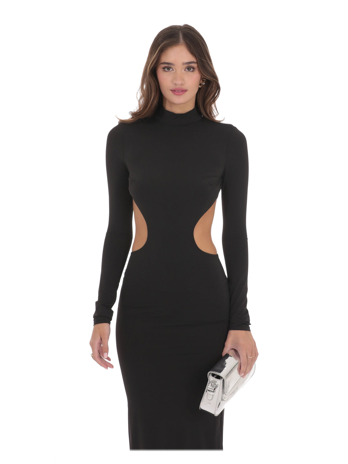 Black bridesmaid dress with cut-out detailing