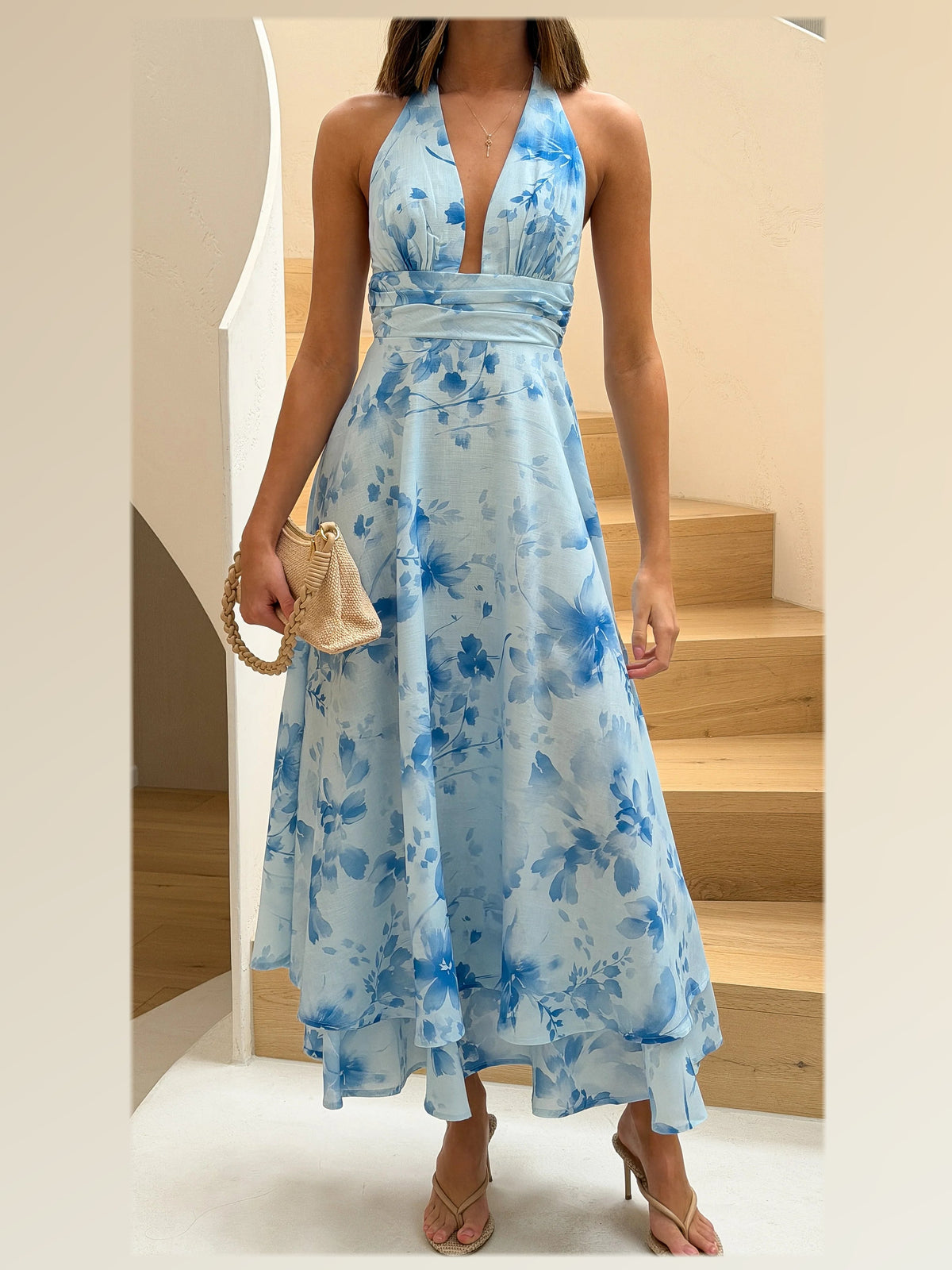 Ivory formal dress with a-line detailing