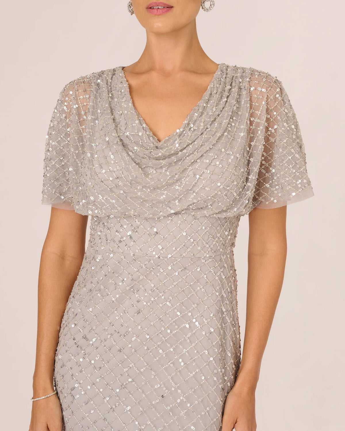 cowl neck a-line maxi mother of the bride dress - image 4