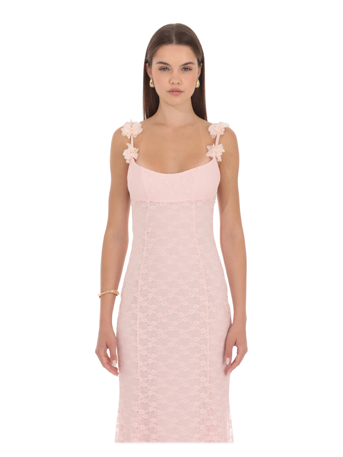 Blush Pink bridesmaid dress with a-line detailing