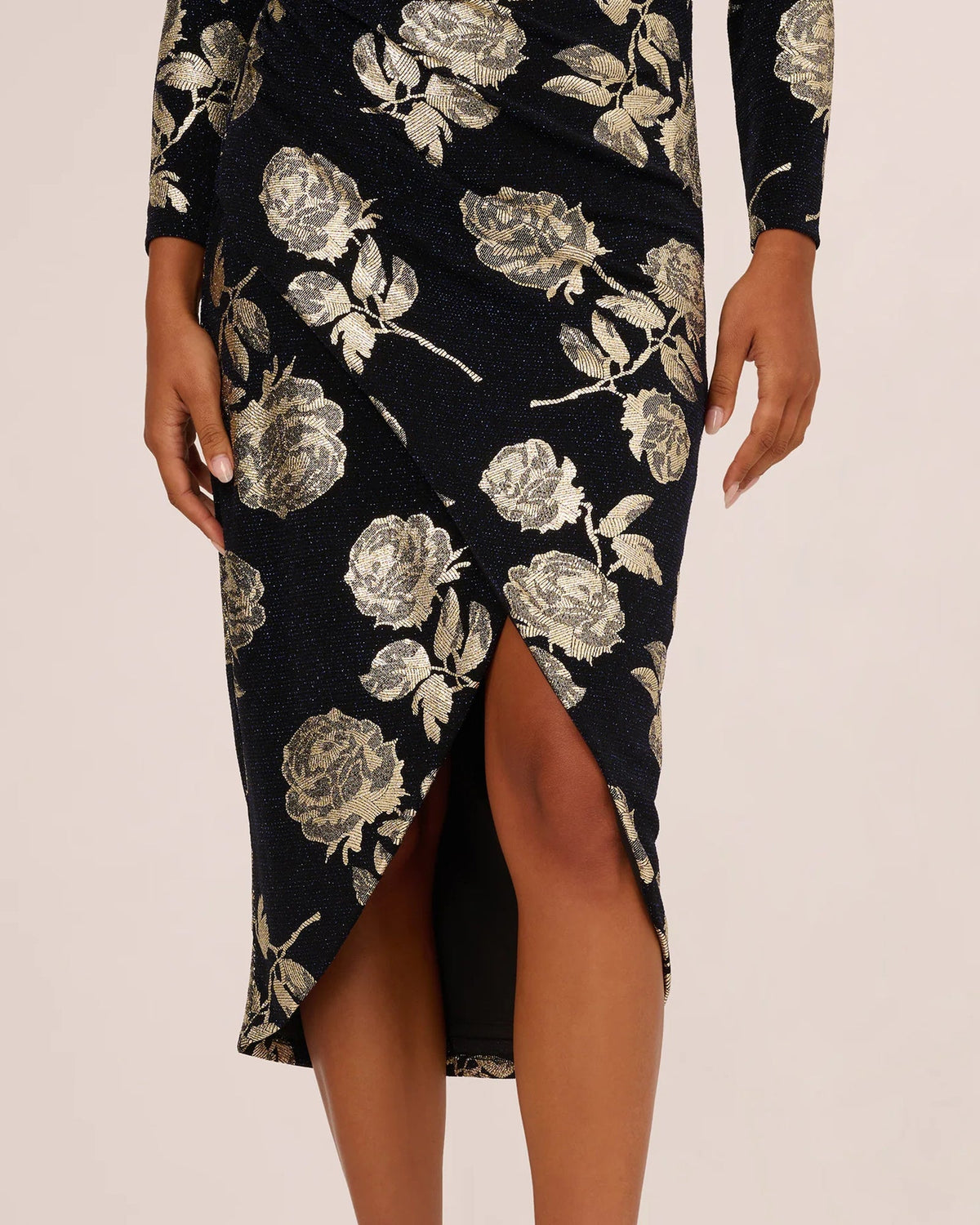 long-sleeve a-line midi mother of the bride dress - image 4