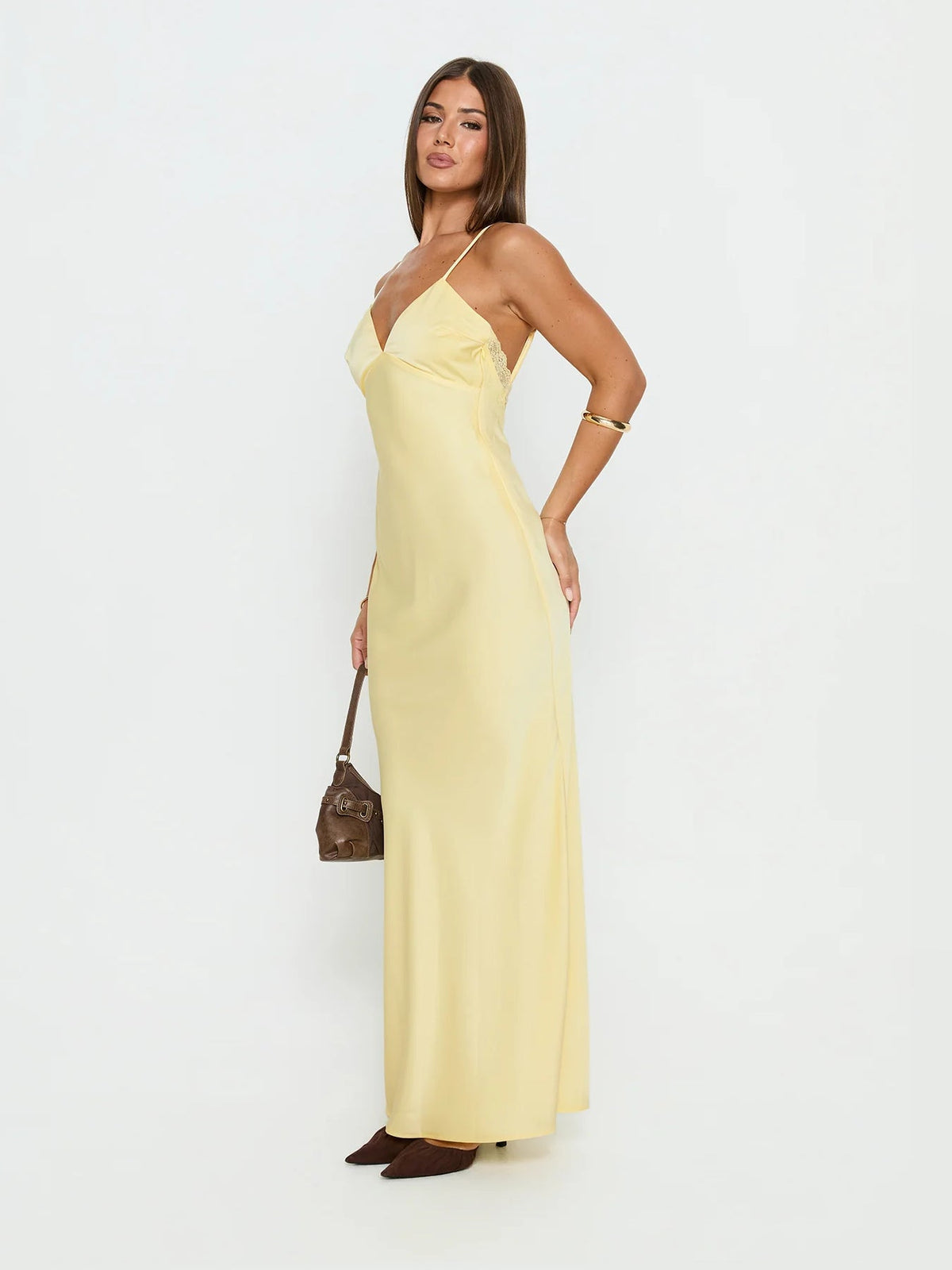 Butter formal dress with sheath detailing