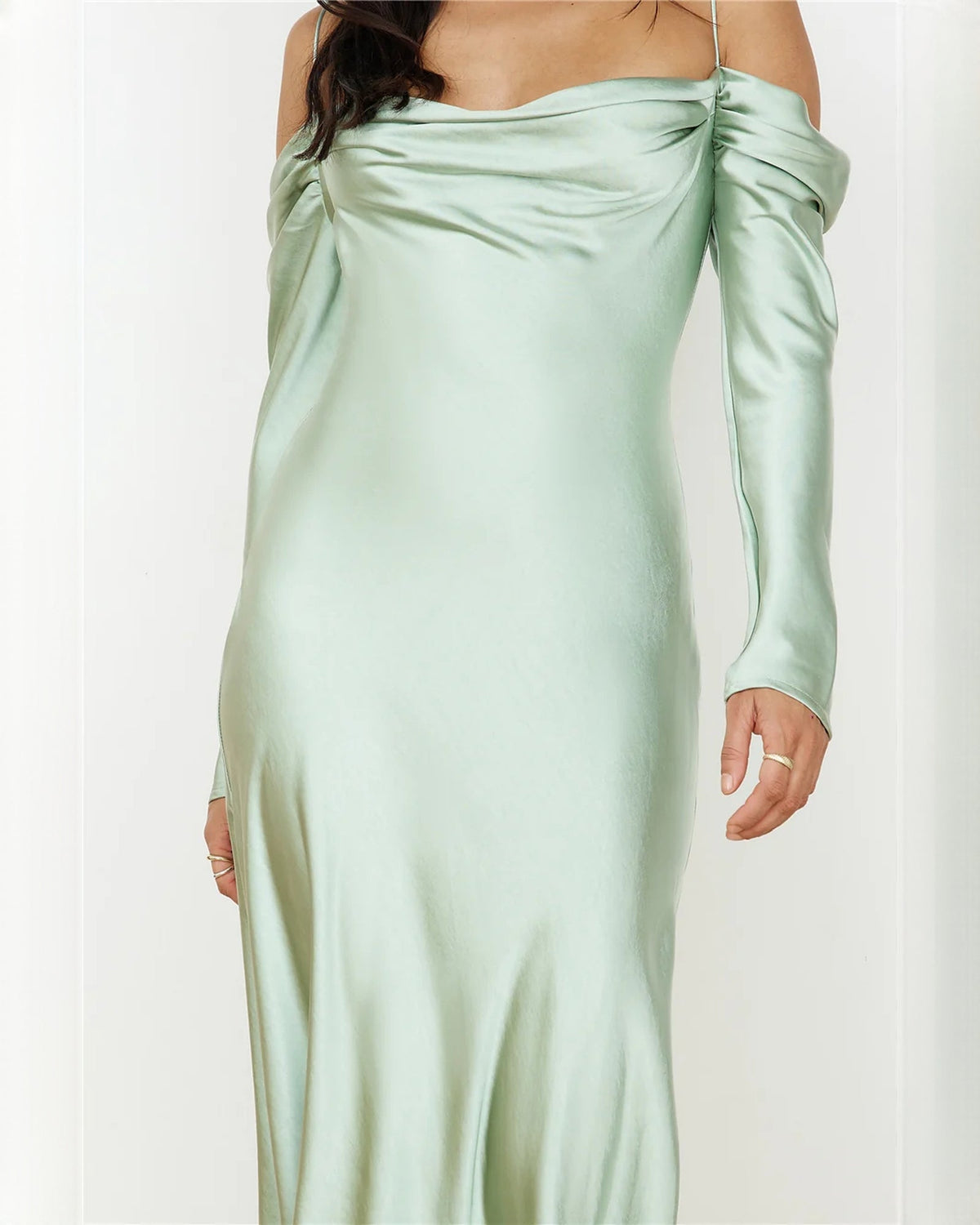 sleeveless satin a-line maxi bridesmaid dress - image 4