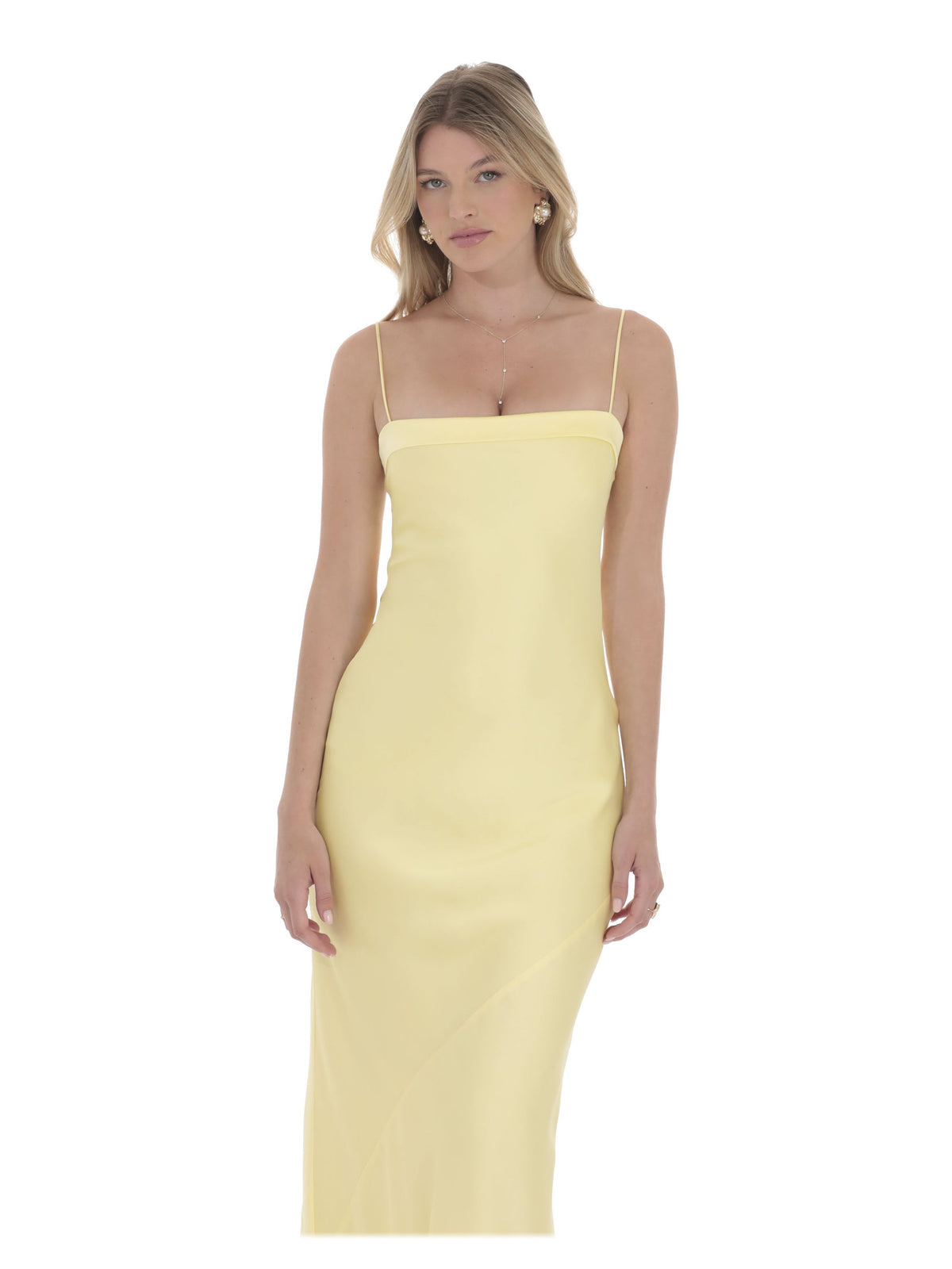 Yellow bridesmaid dress with a-line detailing