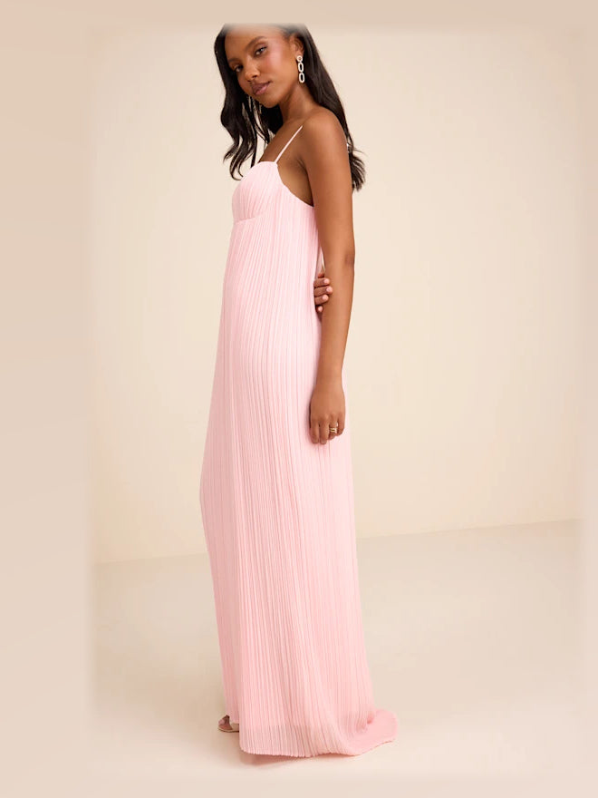 Light Pink formal dress with pleated detailing