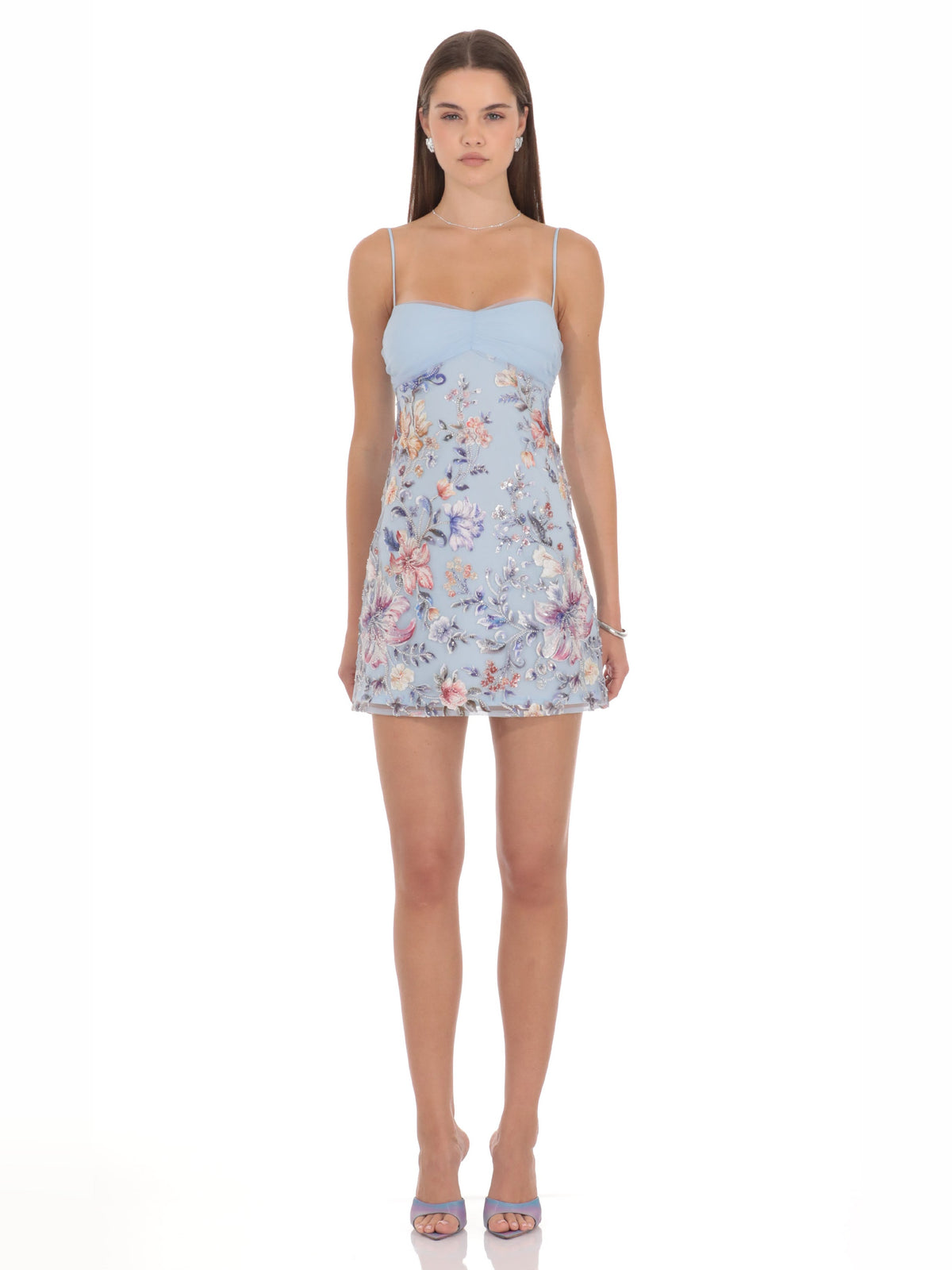 Light Blue homecoming dress with ruched detailing