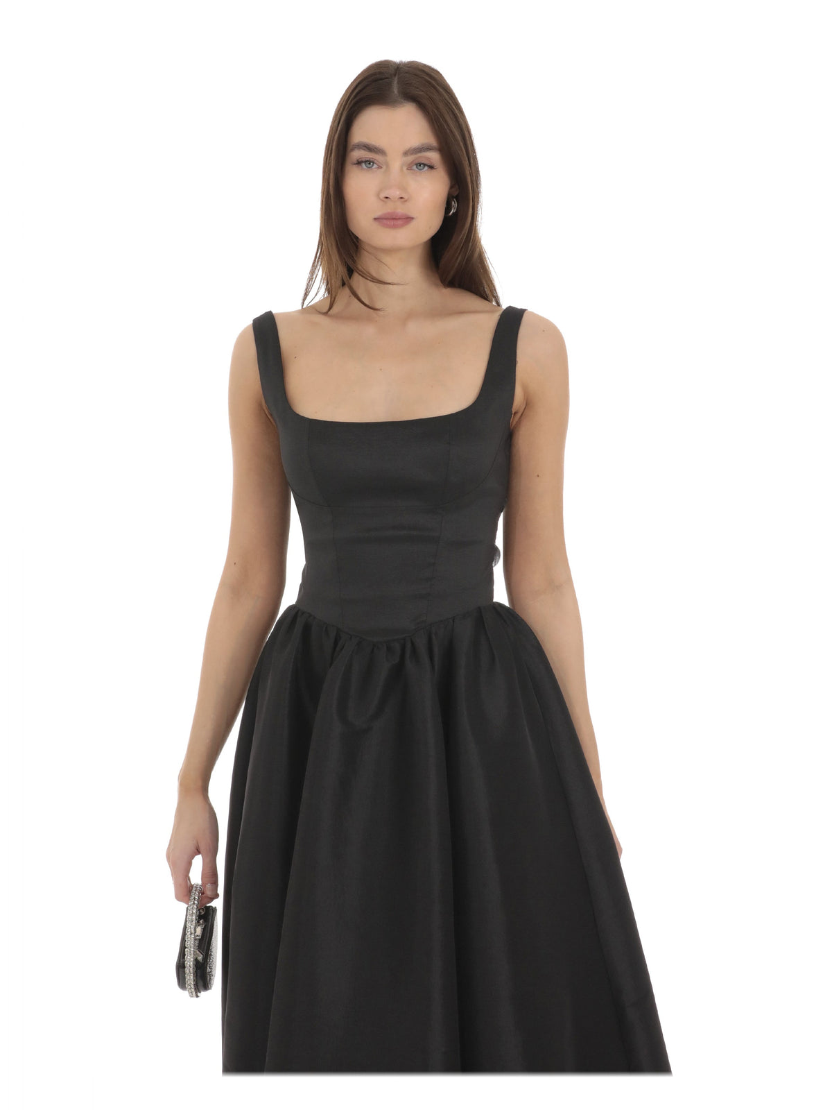 Black bridesmaid dress with bow detailing