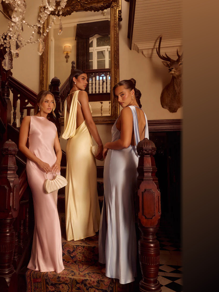 Yellow formal dress with a-line detailing