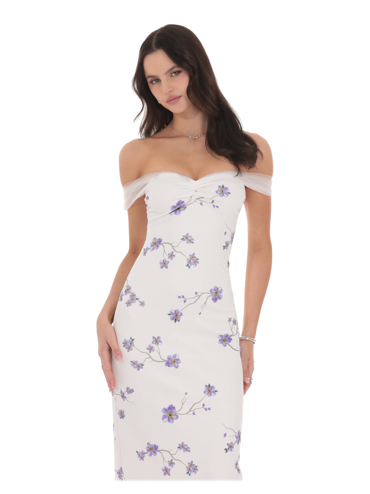 White bridesmaid dress with a-line detailing