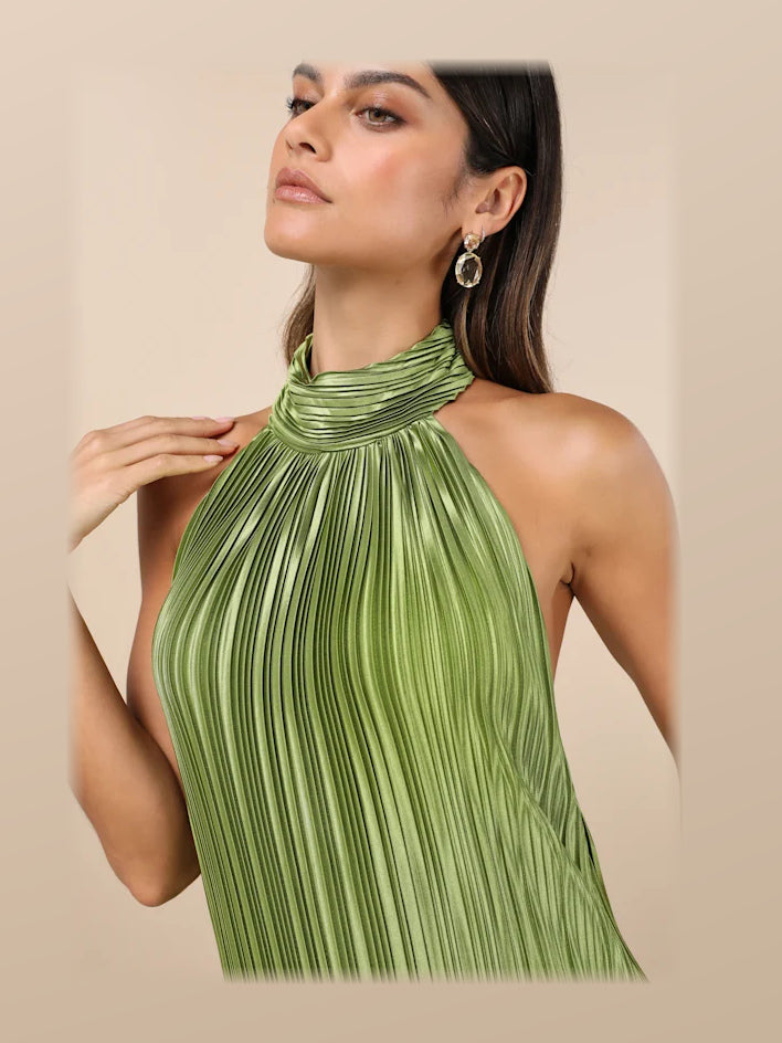 Lime Green formal dress with a-line detailing