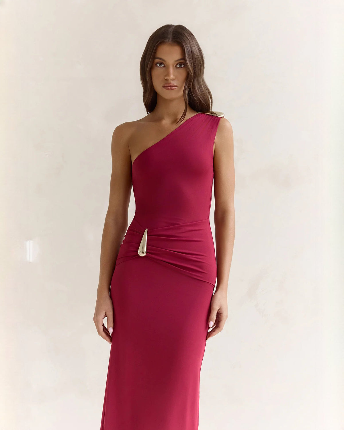 one-shoulder satin a-line maxi bridesmaid dress - image 4