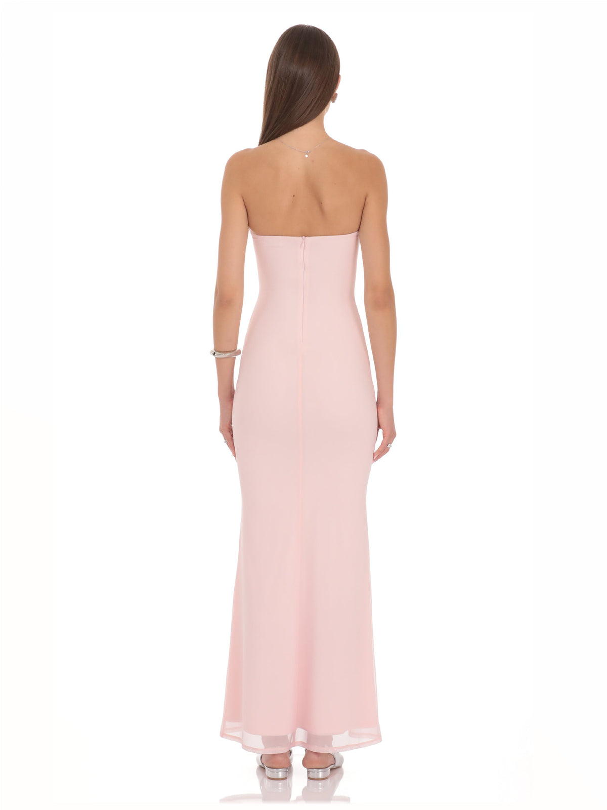 Blush Pink bridesmaid dress with a-line detailing