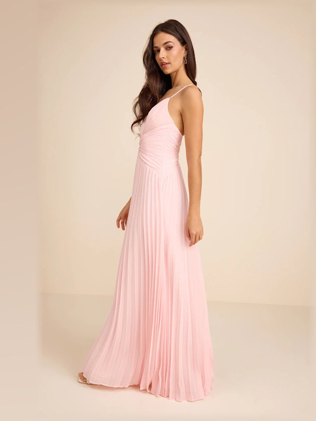 Light Pink formal dress with pleated detailing