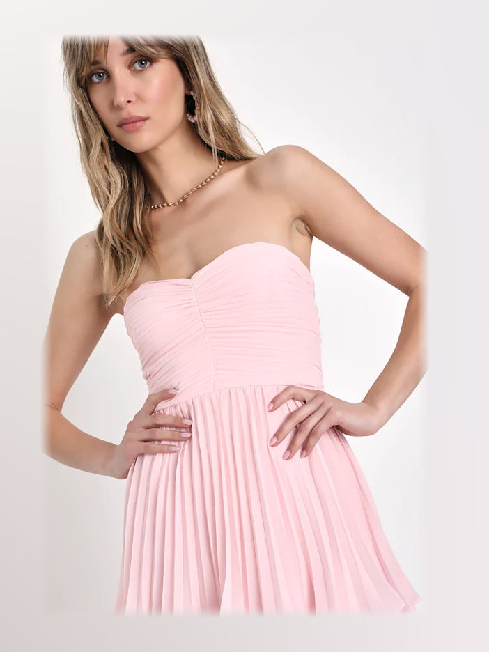 Light Pink formal dress with tiered detailing