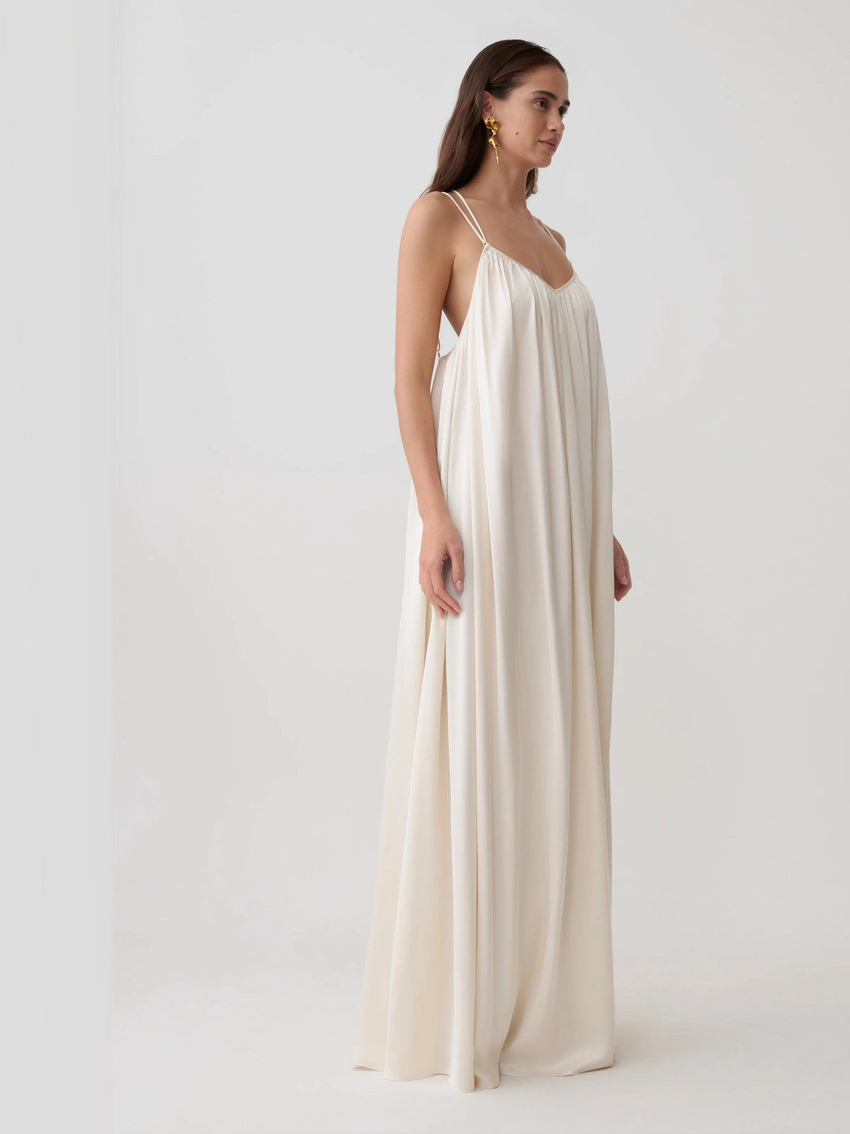Buttercream formal dress with a-line detailing