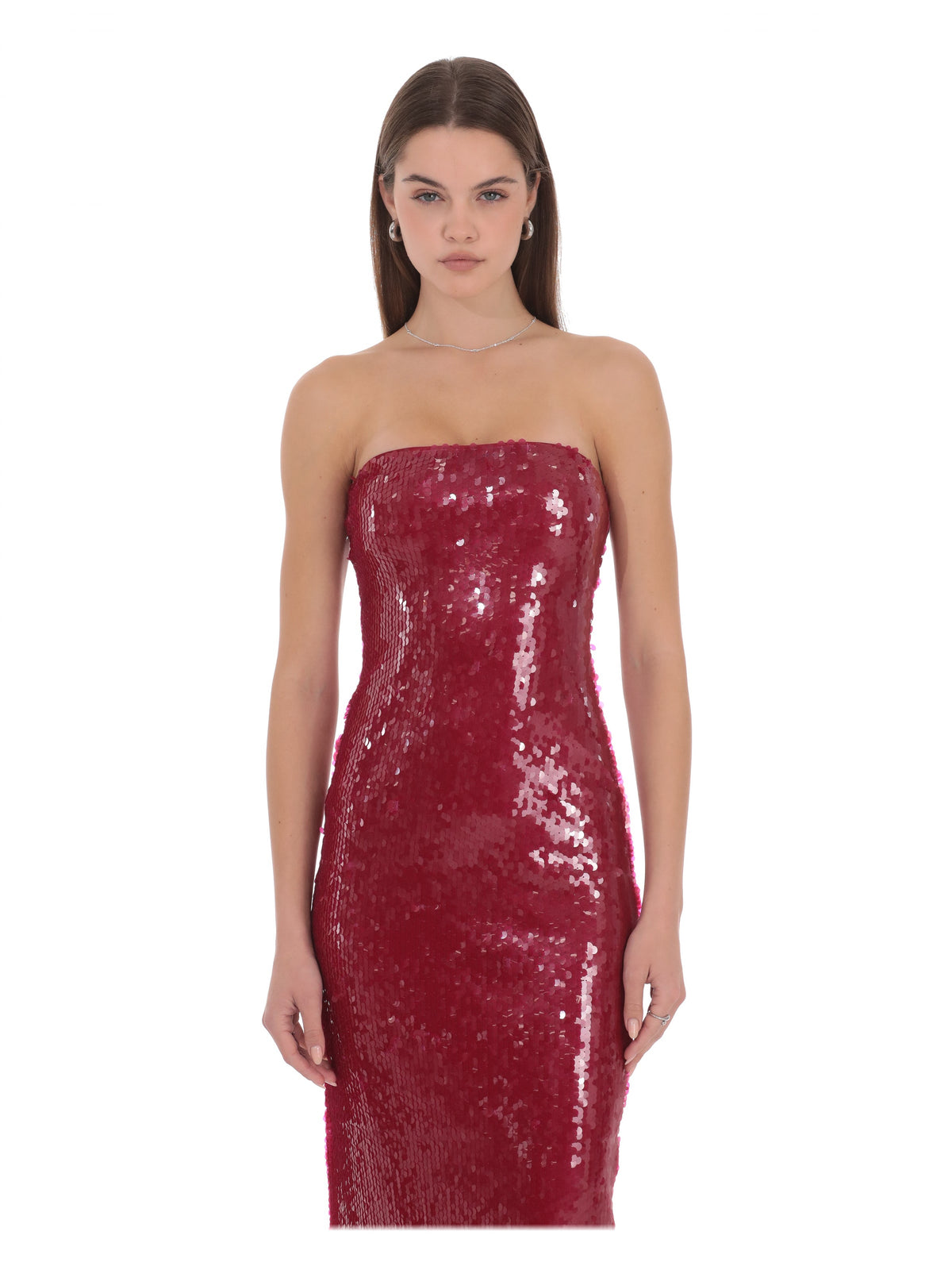 Fuchsia bridesmaid dress with sequin detailing