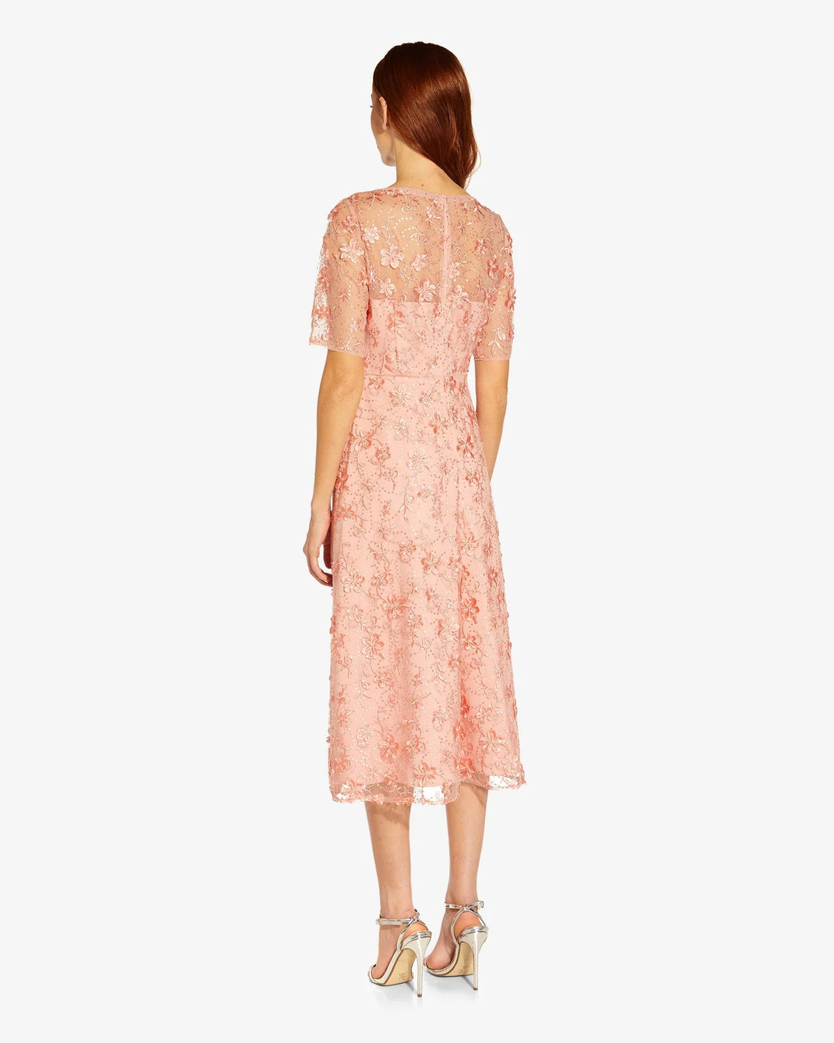 illusion neck fit-and-flare tea-length mother of the bride dress - image 4