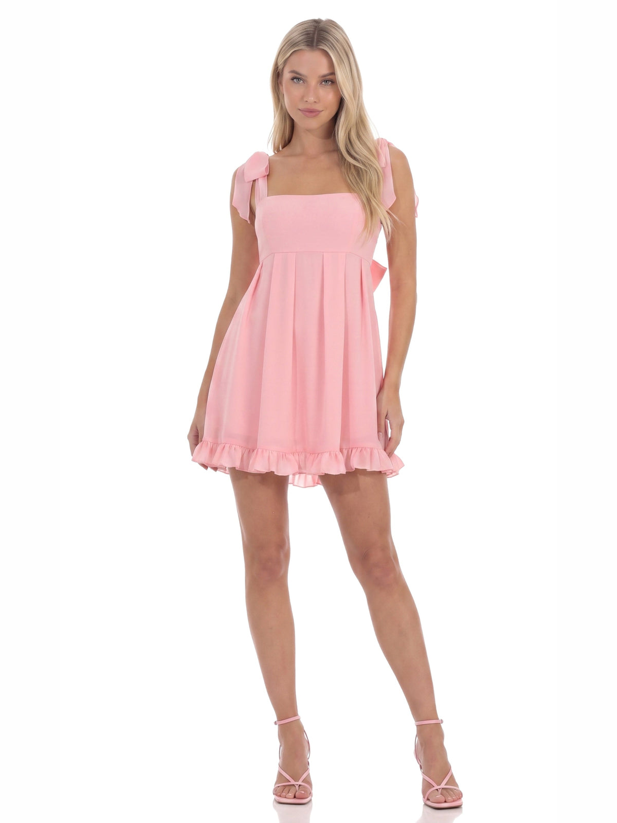 Pink homecoming dress with ruffled detailing