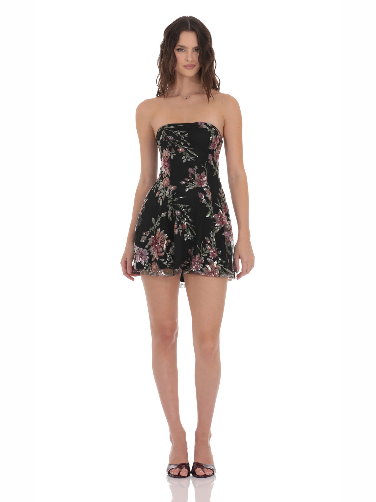 Black homecoming dress with sequin detailing