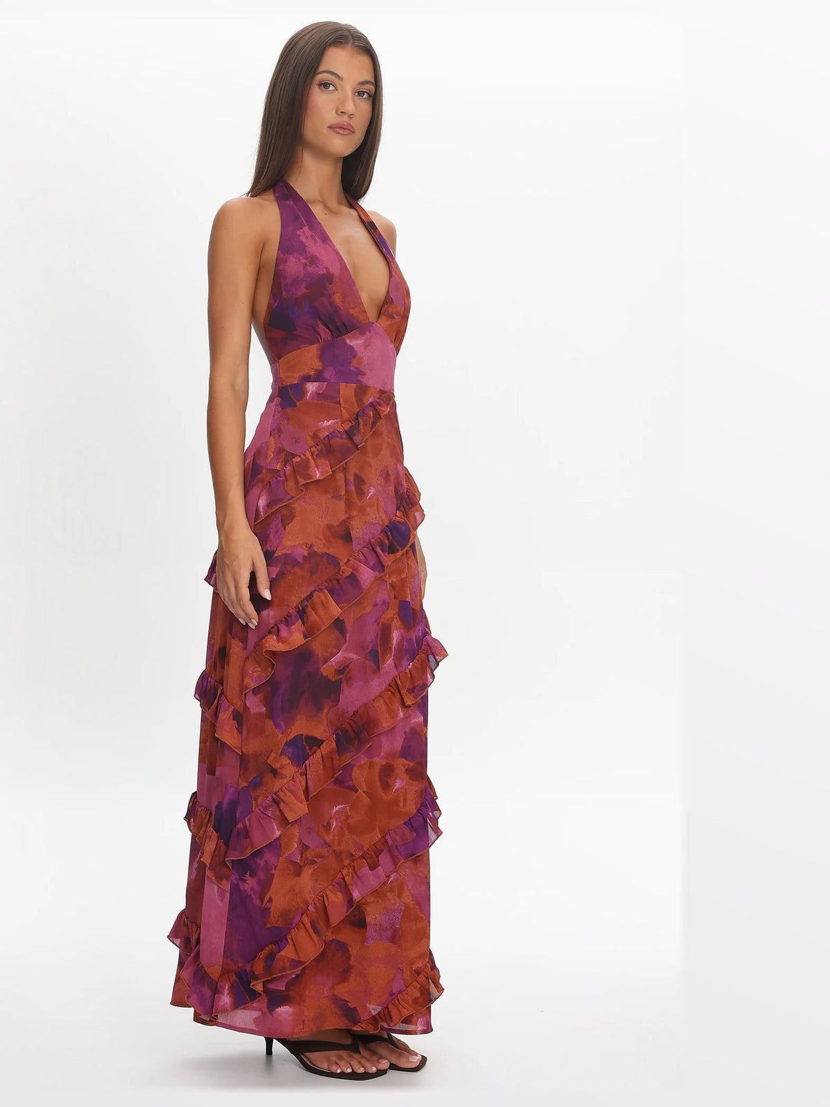 Rose formal dress with a-line detailing