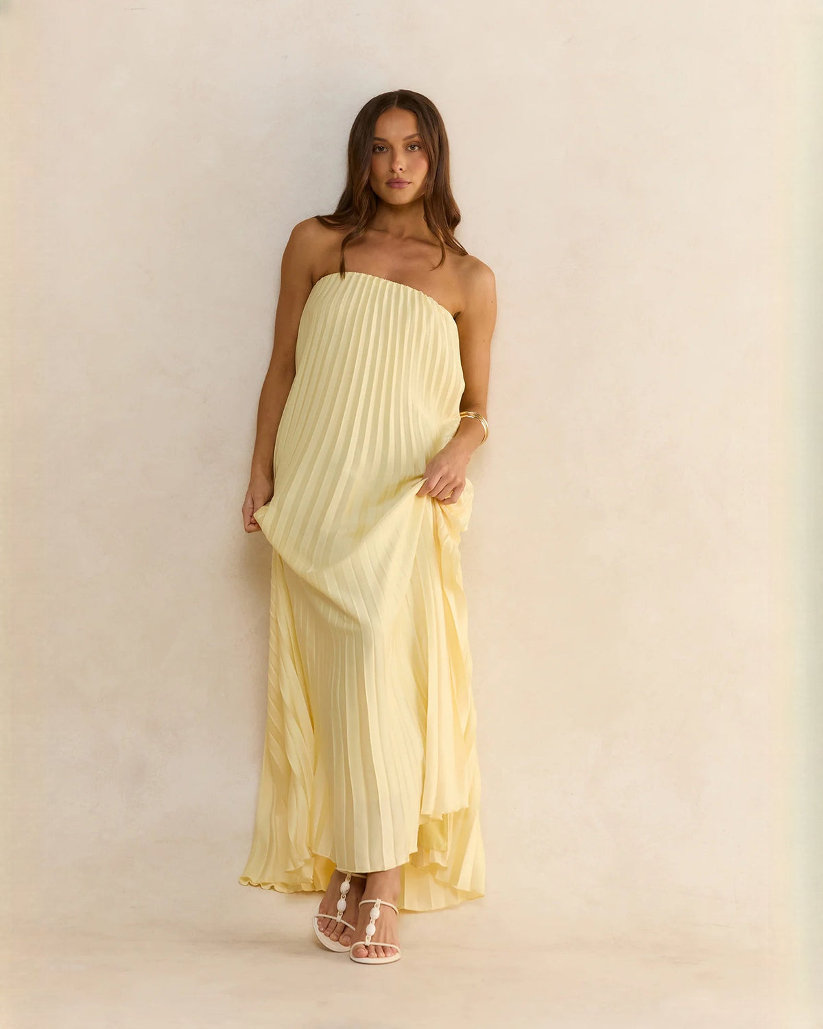 strapless chiffon a-line maxi bridesmaid dress - image 4