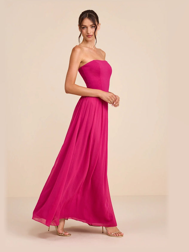 Berry Pink formal dress with drop-waist detailing