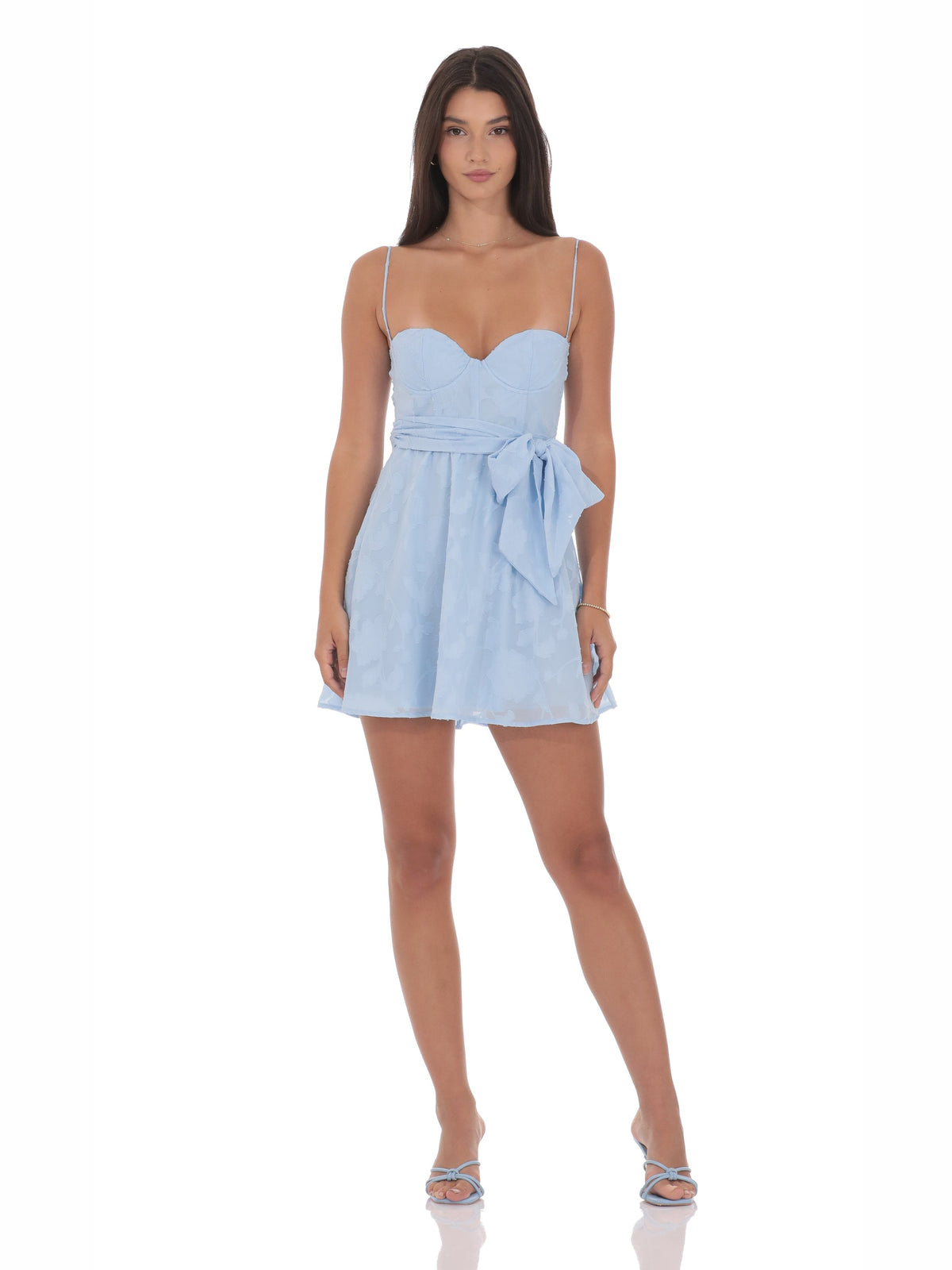 Light Blue homecoming dress with corset detailing