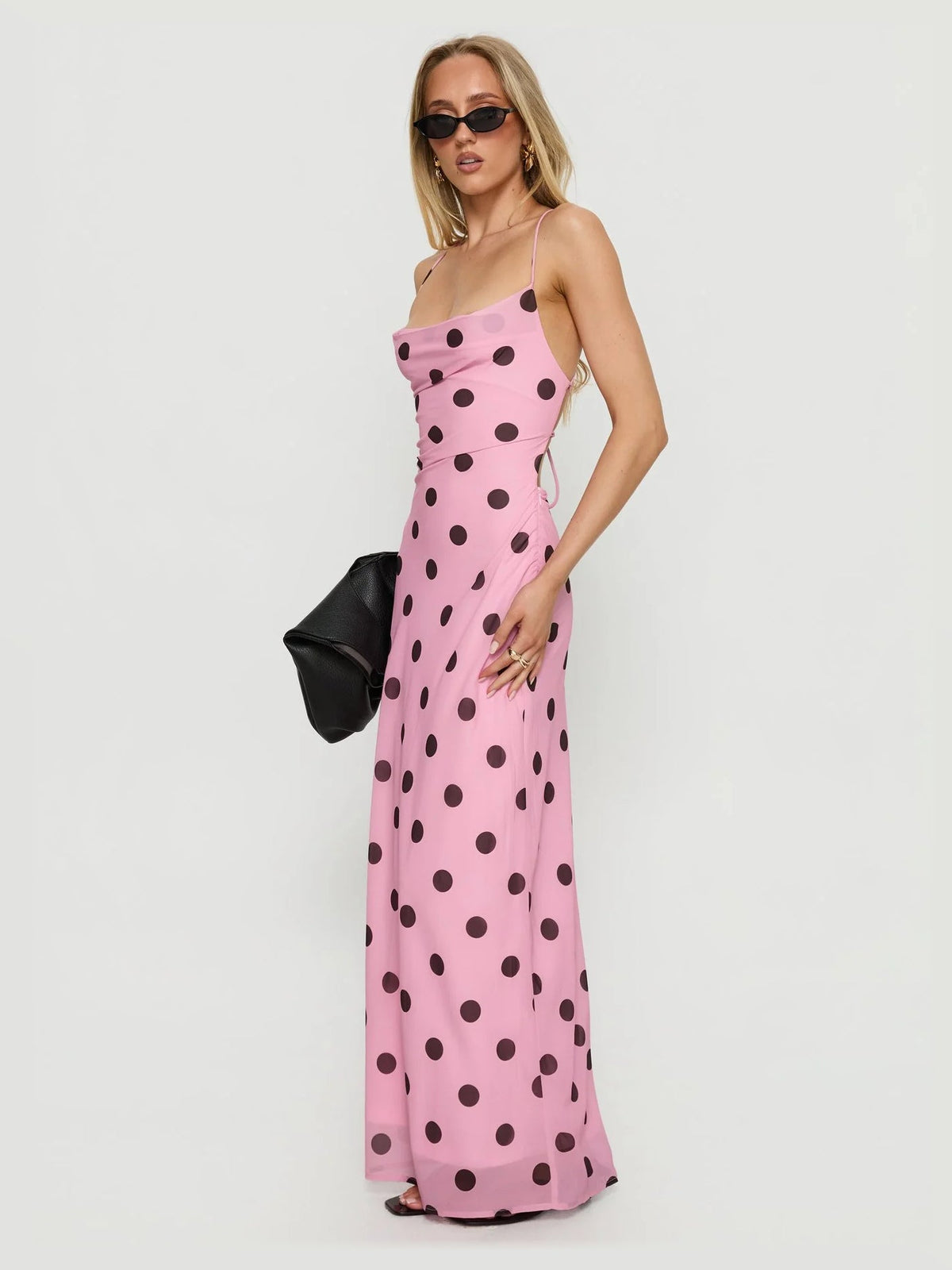 Pink formal dress with a-line detailing