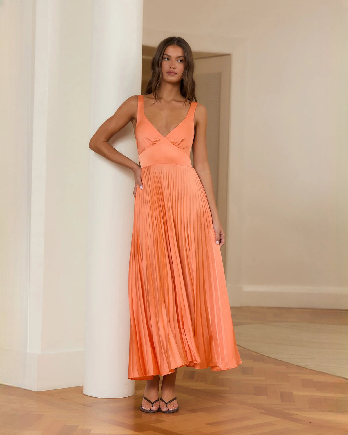 sleeveless chiffon a-line maxi bridesmaid dress - image 4