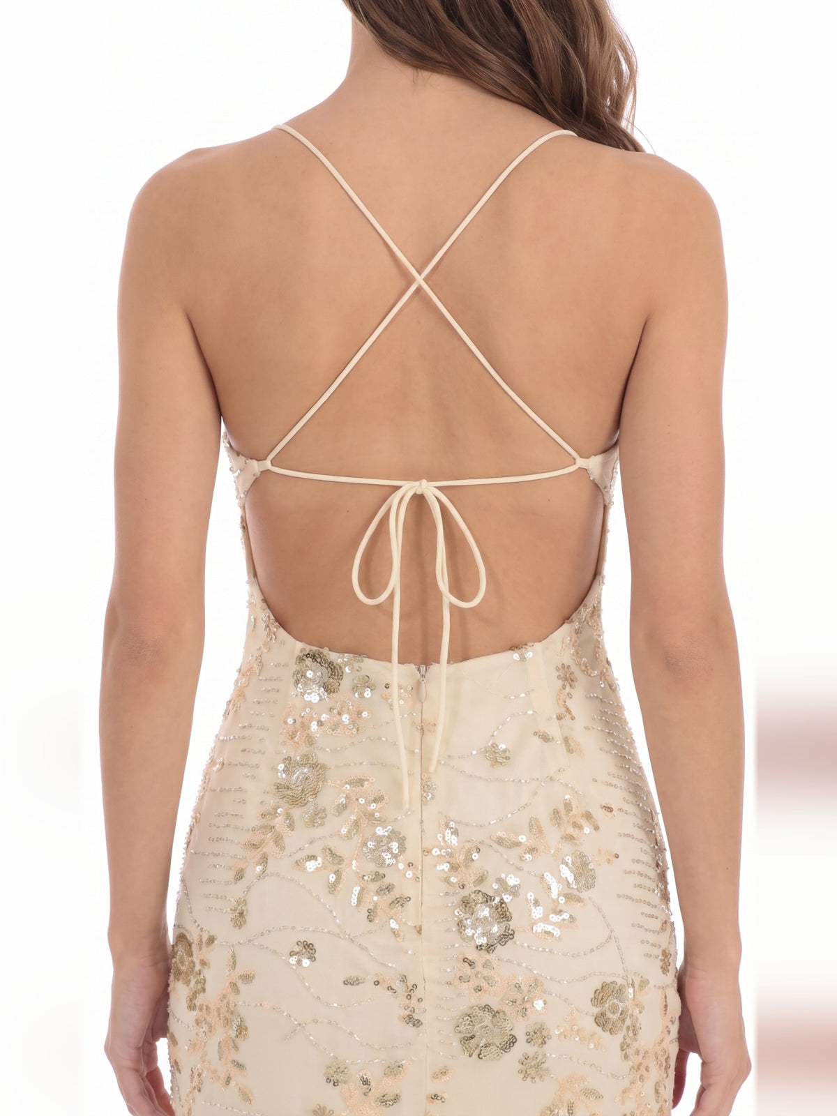 Champagne homecoming dress with a-line shape