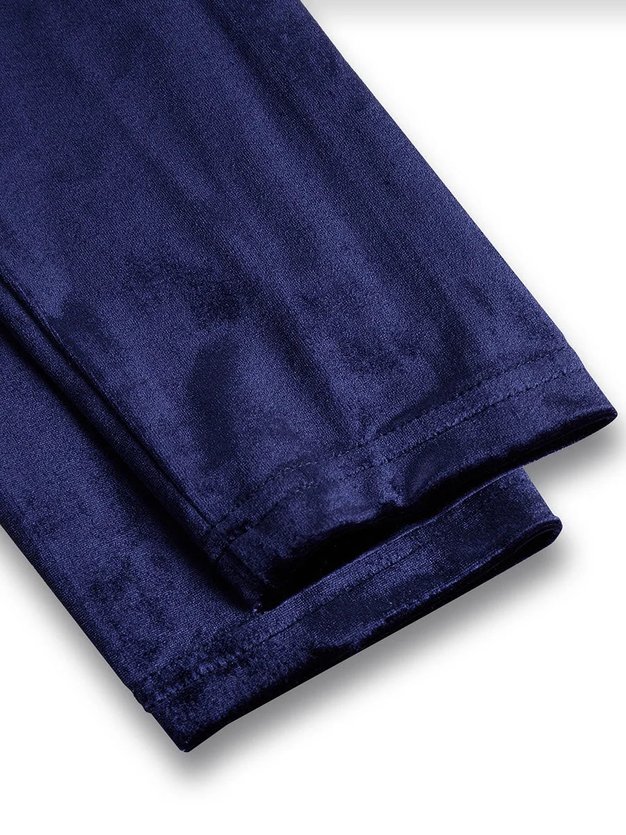 Navy blue velvet midi hem with folded cuff detail