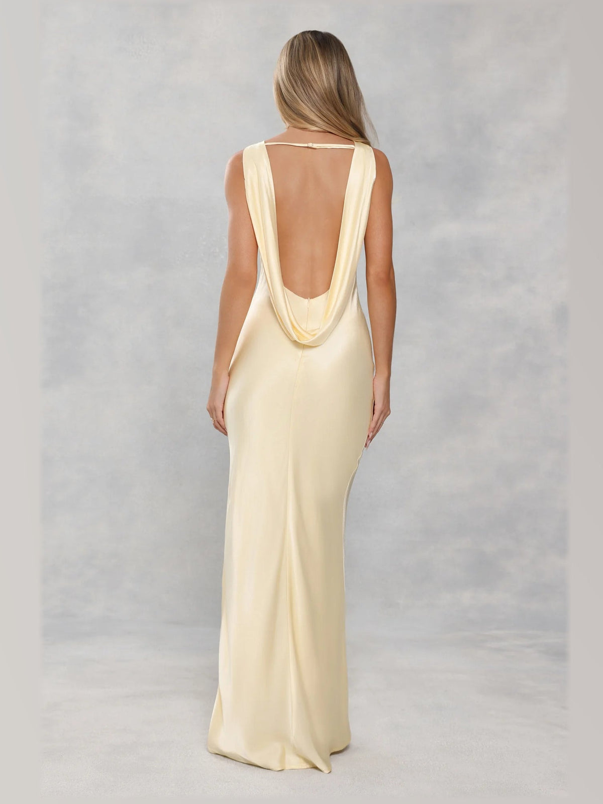 Yellow formal dress with a-line shape