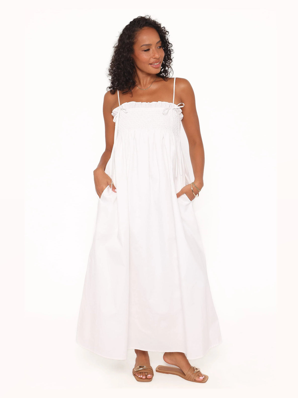 White formal dress with a-line shape